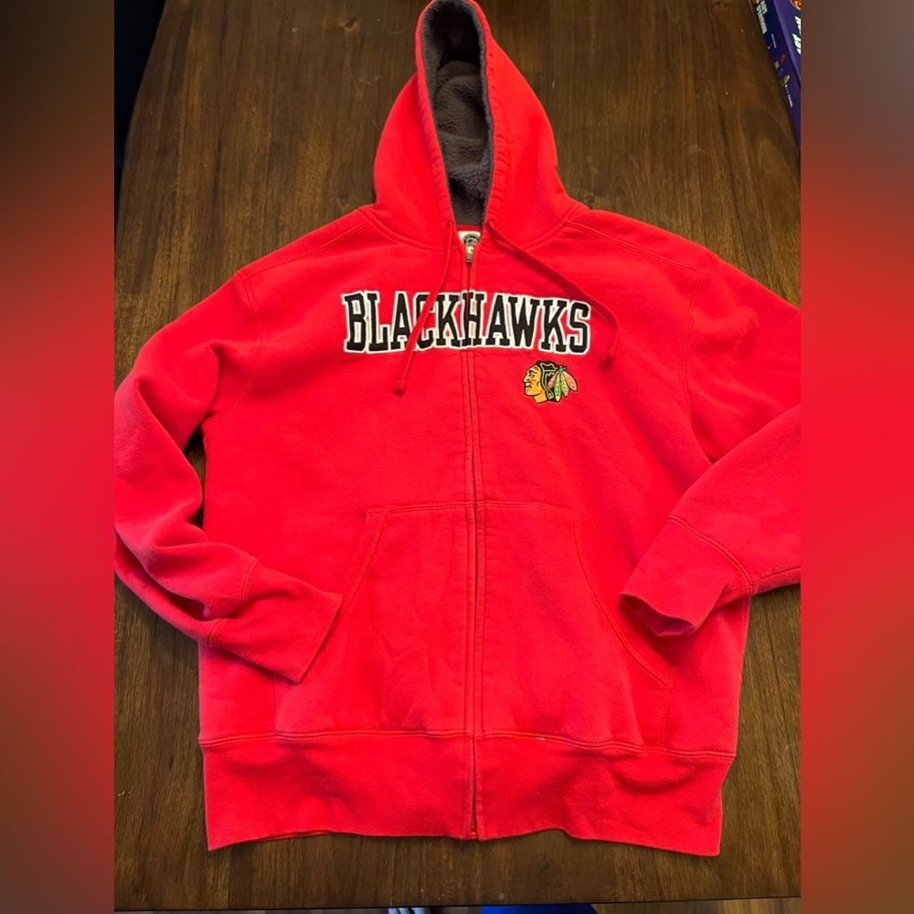 Vintage Chicago Blackhawks Ice Hockey Hoodie Red size large